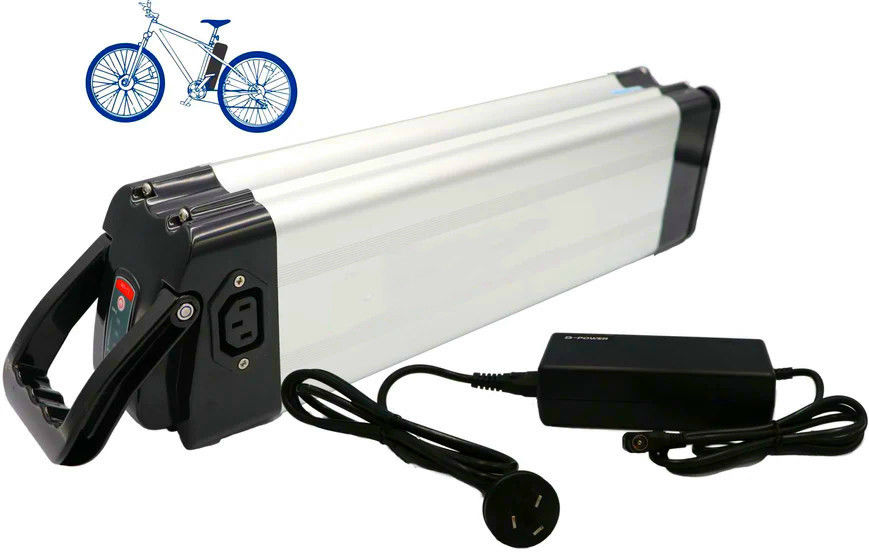 36V 13h 468 Wh Silver Fish Ebike Battery Top Discharge RCA Port ładowania