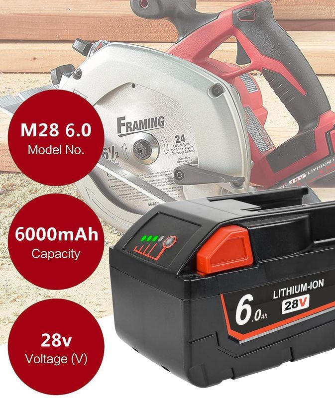 10 lat fabryczna wymiana 28V wysokiego napięcia bateria Milwaukee Power Tool 6000mAh z 1 roku gwarancji