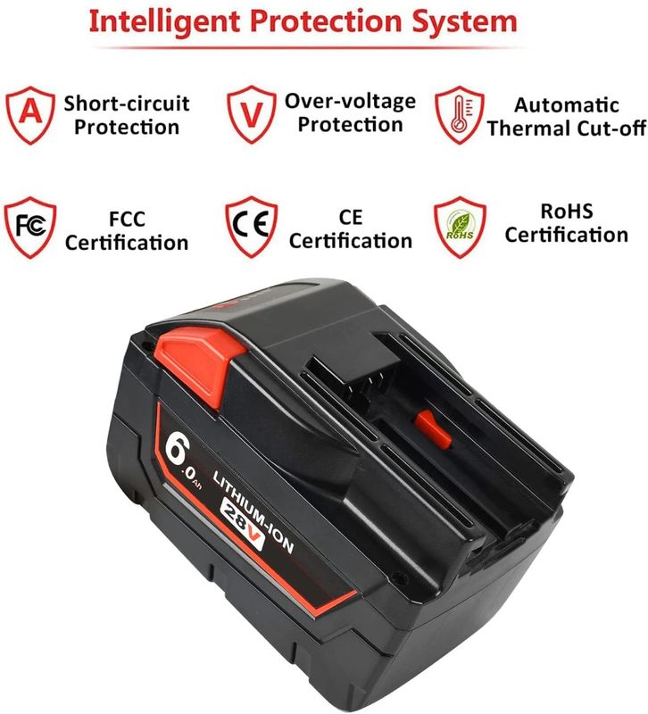 28V 6000mAh Slide Pack Bateria Kompatybilna z Milwaukee Bezprzewodowe narzędzia elektryczne Kompatybilna wymiana Milwaukee
