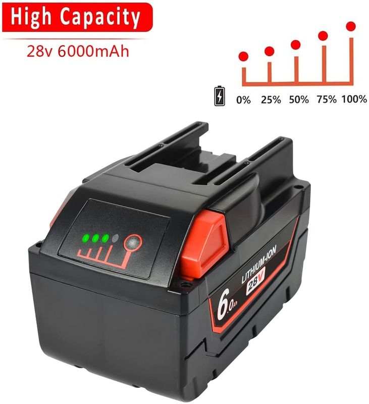 28V 6000mAh Slide Pack Bateria Kompatybilna z Milwaukee Bezprzewodowe narzędzia elektryczne Kompatybilna wymiana Milwaukee